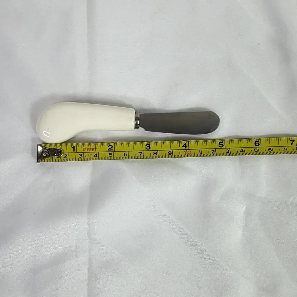 Knobler Stainless Japan Spreader With White Ceramic Handle, vintage, kitchen